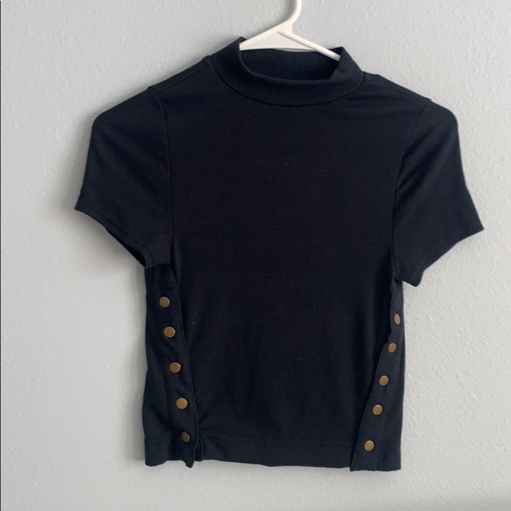 Black Free People High Neck T-Shirt